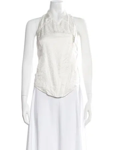 Pre-owned Helmut Lang Silk Patterned Top In White