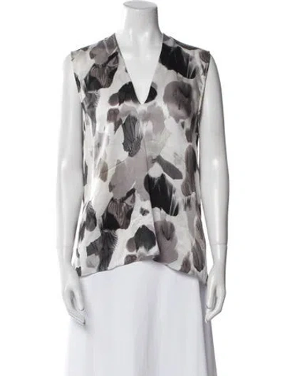 Pre-owned Helmut Lang Silk Printed Blouse In Gray
