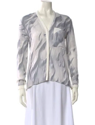 Pre-owned Helmut Lang Silk Printed Blouse In Gray