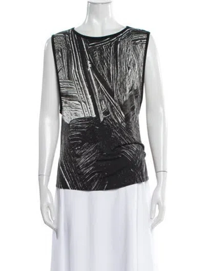 Pre-owned Helmut Lang Silk Printed Top In Black