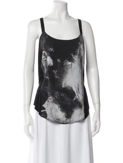 Pre-owned Helmut Lang Silk Printed Top In Black