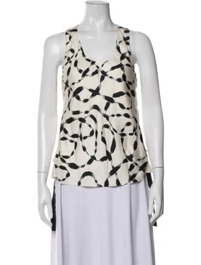 Pre-owned Helmut Lang Silk Printed Top In Black/neutrals