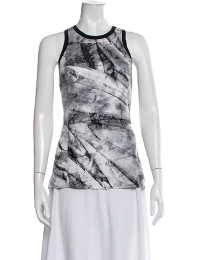 Pre-owned Helmut Lang Silk Printed Top In Blue