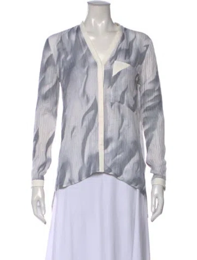 Pre-owned Helmut Lang Silk Printed Top In Gray