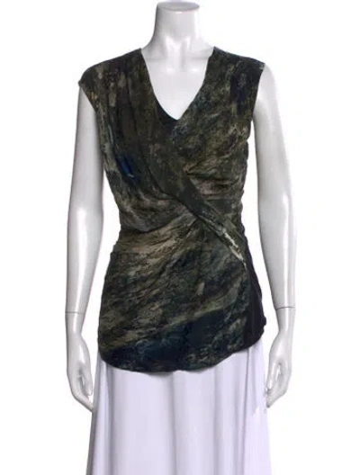 Pre-owned Helmut Lang Silk Printed Top In Multi