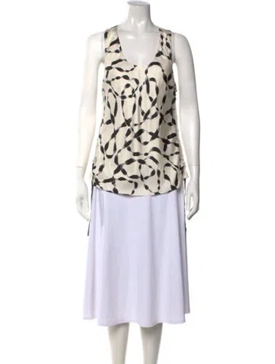 Pre-owned Helmut Lang Silk Printed Top In Neutral