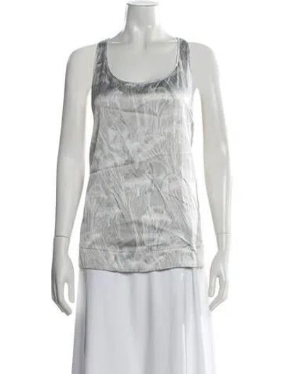 Pre-owned Helmut Lang Silk Printed Top In White