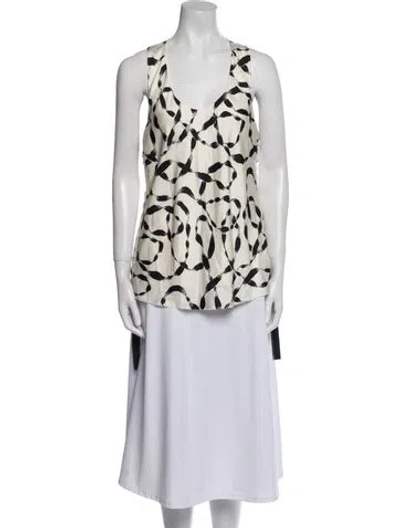 Pre-owned Helmut Lang Silk Printed Tunic In Neutral