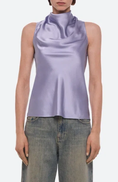 Helmut Lang Silk Satin Draped Tank In Aleutian