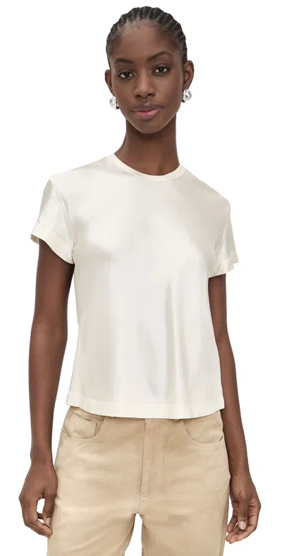 Helmut Lang Silk Satin Tee Ivory In White