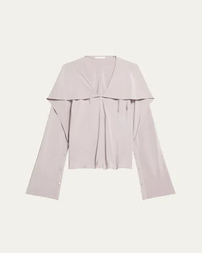 Helmut Lang Silk Scarf Blouse In Grey