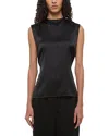 Helmut Lang Scarf Drape Detail Reversible Silk Top In Black