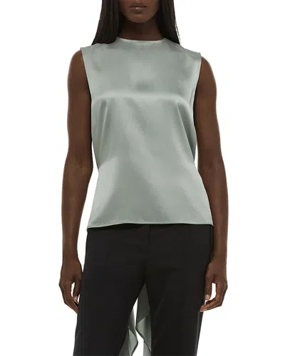 Helmut Lang Scarf Drape Detail Reversible Silk Top In Gray