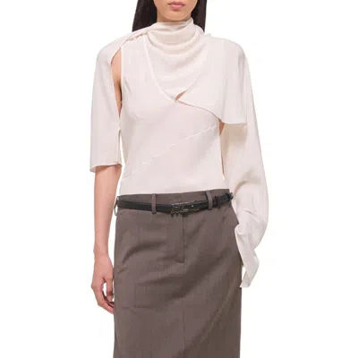 Helmut Lang Silk Scarf Top In White