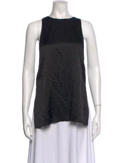 Pre-owned Helmut Lang Silk Scoop Neck Top In Black