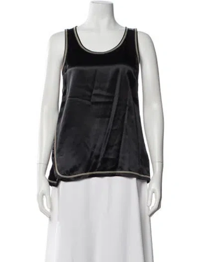 Pre-owned Helmut Lang Silk Scoop Neck Top In Black