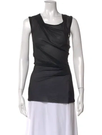 Pre-owned Helmut Lang Silk Scoop Neck Top In Black