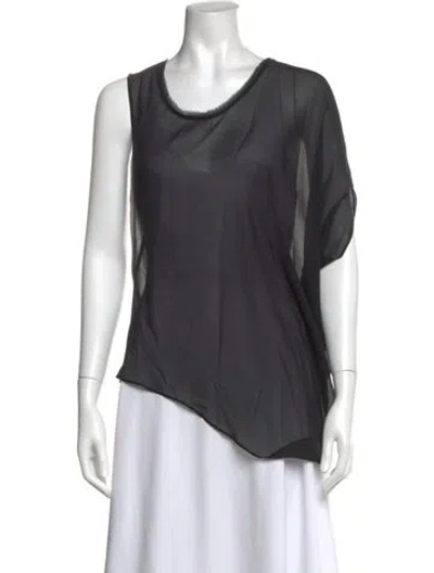 Pre-owned Helmut Lang Silk Scoop Neck Top In Black