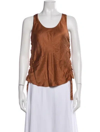 Pre-owned Helmut Lang Silk Scoop Neck Top In Brown