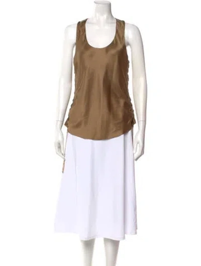 Pre-owned Helmut Lang Silk Scoop Neck Top In Brown