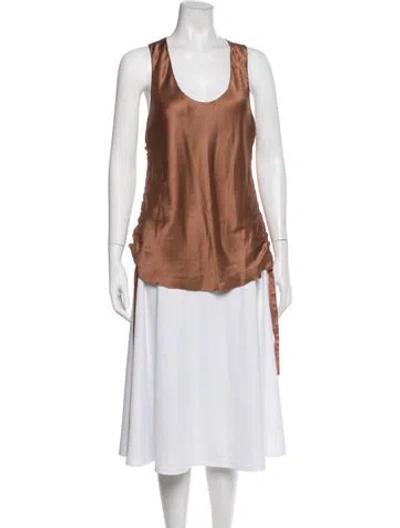 Pre-owned Helmut Lang Silk Scoop Neck Top In Brown