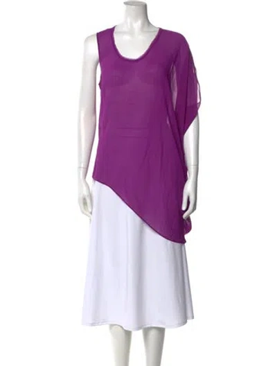 Pre-owned Helmut Lang Silk Scoop Neck Top In Purple