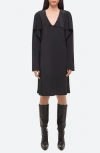 Helmut Lang Silk Shift Dress With Scarf In Black