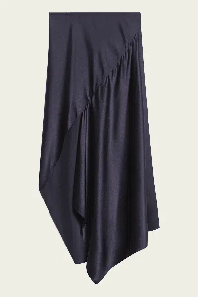 Helmut Lang Silk Slip Skirt In Navy