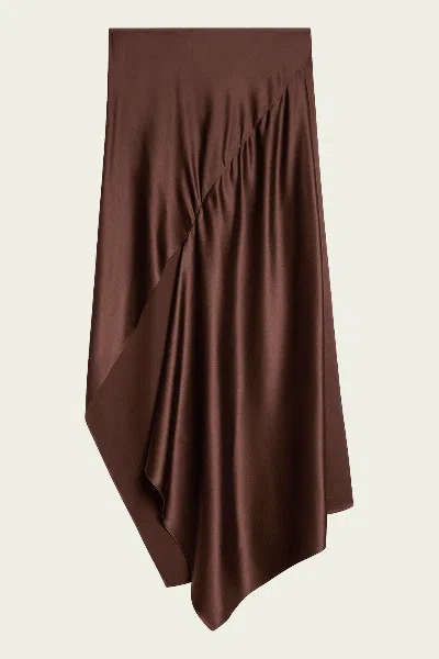 Helmut Lang Silk Slip Skirt In Serra In Brown