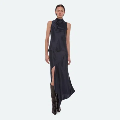 Helmut Lang Silk Slip Skirt In Navy