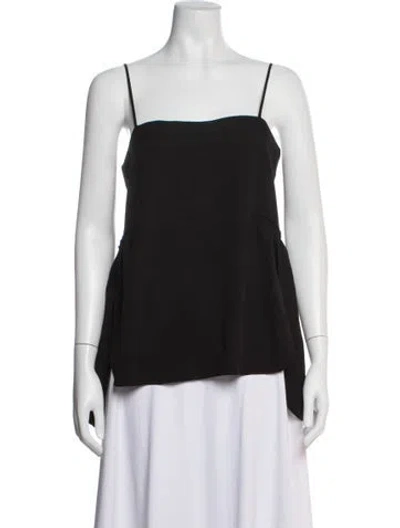Pre-owned Helmut Lang Silk Square Neckline Top In Black