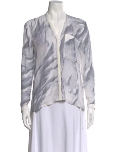 Pre-owned Helmut Lang Silk Striped Blouse In Gray