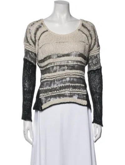 Pre-owned Helmut Lang Silk Striped Sweater In White