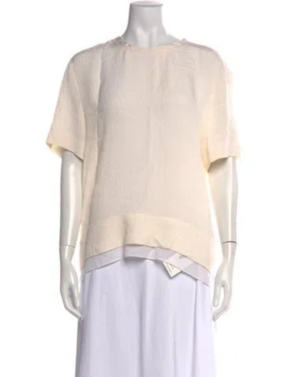 Pre-owned Helmut Lang Silk Three-quarter Sleeve Button-up Top In Neutral