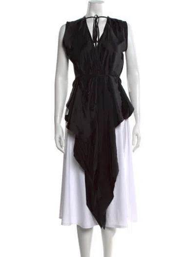 Pre-owned Helmut Lang Silk Tie Neck Blouse In Black