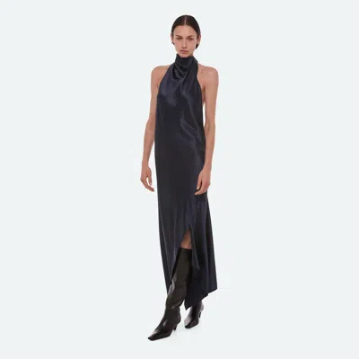 Helmut Lang Silk Tie Scarf Dress In Navy