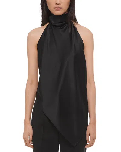 Helmut Lang Tie Scarf Sleeveless Silk Top In Black