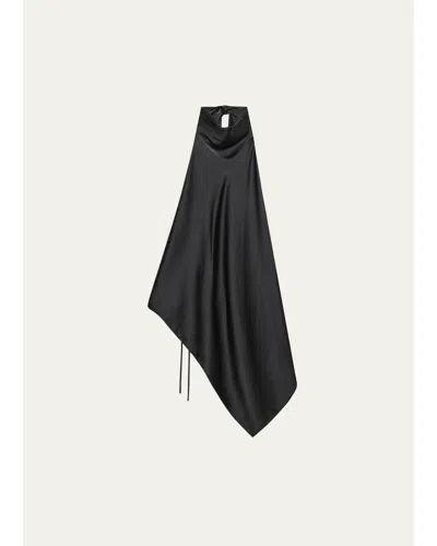 Helmut Lang Silk Tie Scarf Top In Black