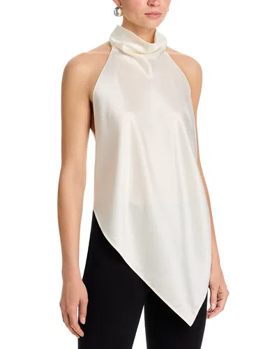 Helmut Lang Tie Scarf Sleeveless Silk Top In White