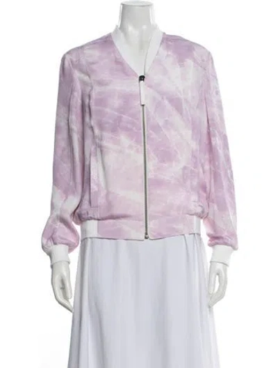 Pre-owned Helmut Lang Silk Tie-dye Print Bomber Jacket W/ Tags In Purple