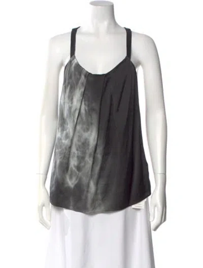 Pre-owned Helmut Lang Silk Tie-dye Print Top In Black