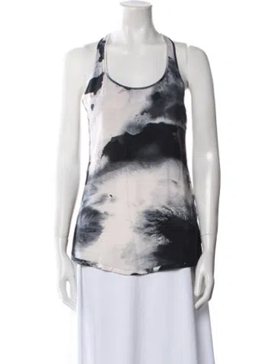 Pre-owned Helmut Lang Silk Tie-dye Print Top In Blue