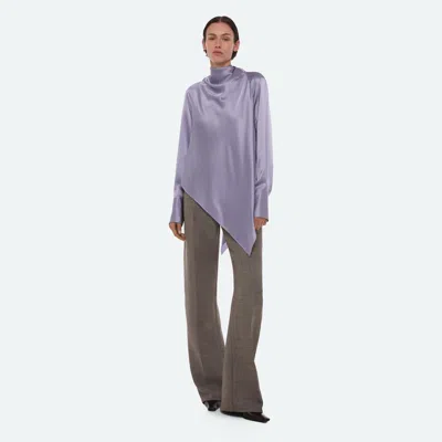 Helmut Lang Silk Tie-neck Long-sleeve Top In Aleutian