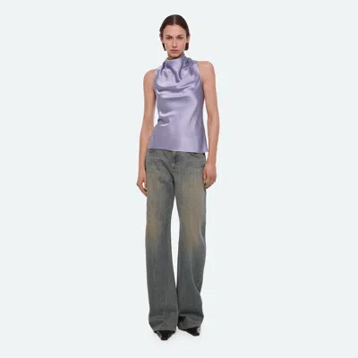 Helmut Lang Silk Tie-neck Top In Aleutian