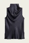 Helmut Lang Silk Satin Draped Tank