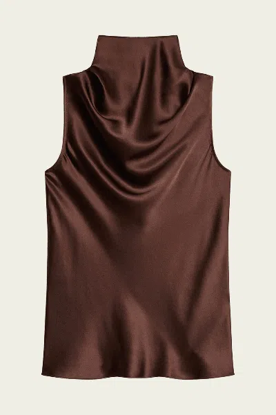Helmut Lang Silk Tie-neck Top In Serra In Brown