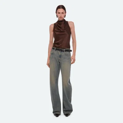 Helmut Lang Silk Tie-neck Top In Serra