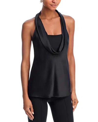 Helmut Lang Silk U Neck Top In Black