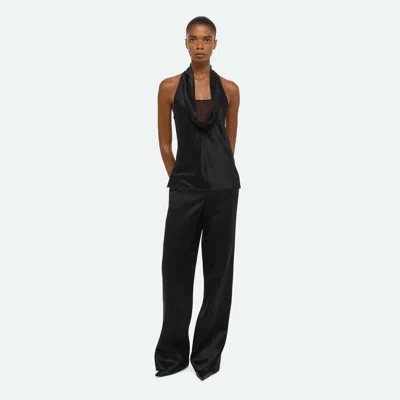 Helmut Lang Silk U-neck Top In Black