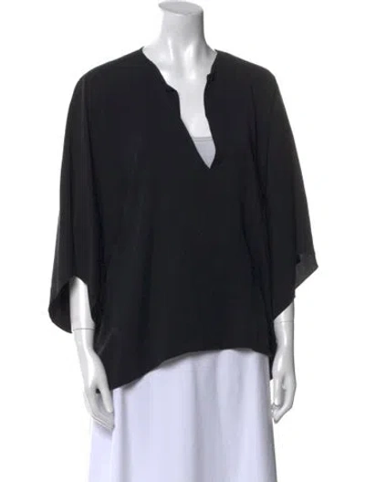 Pre-owned Helmut Lang Silk V-neck Blouse In Black